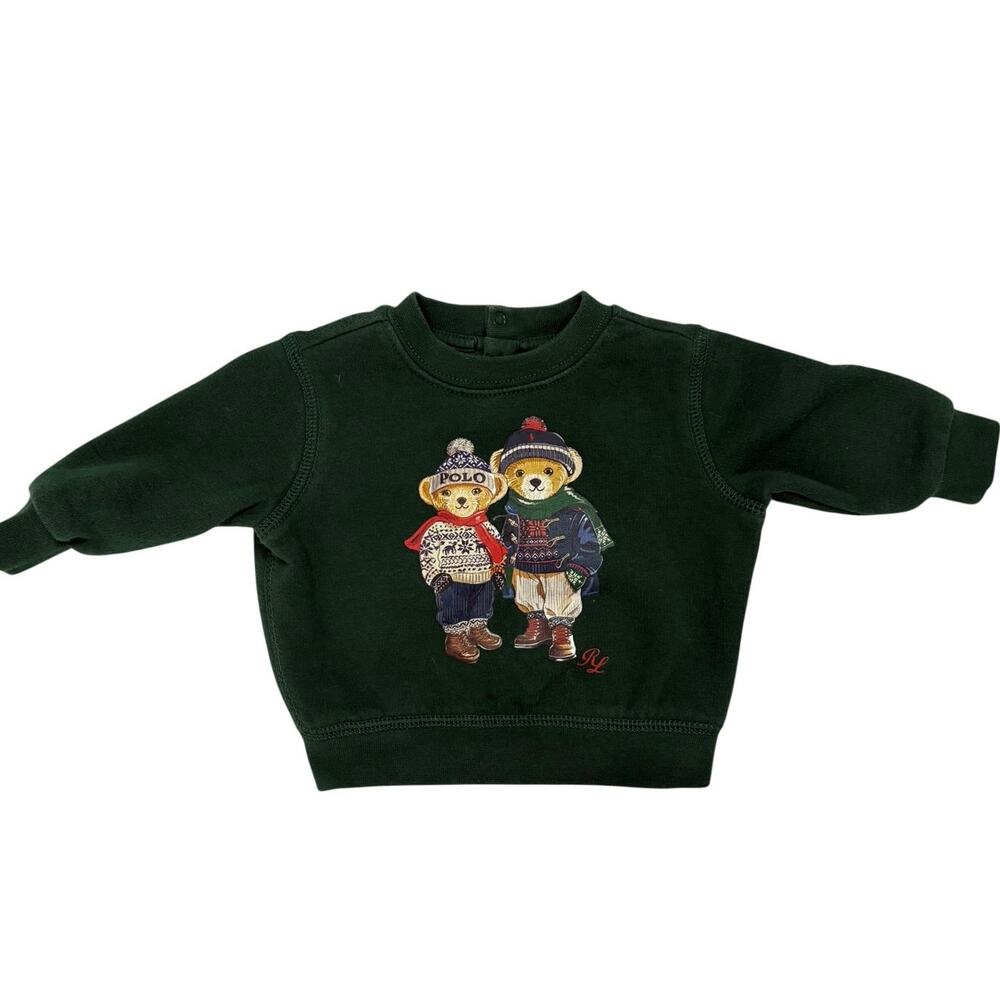 Ralph Lauren Baby 3 Mo Polo Bears Dark Green Sweatshirt